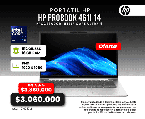 ´Portatil HP Probook4g1l 14
